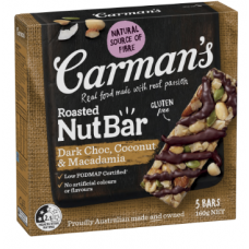 Carman's Roasted Nut Bar Dark Choc, Coconut & Macadamia 160g 5pk